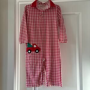 Smockingbird Red Gingham Christmas Truck Christmas Tree Romper Size 2T EUC